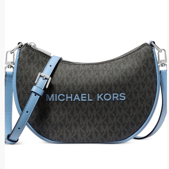 Michael Kors Handbags - Michael Kors Kyla Small Convertable Pouchette in Blue and Black